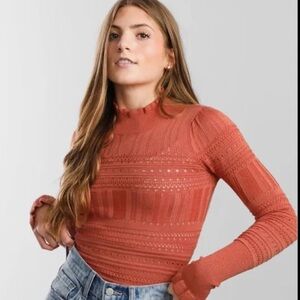 Ruffled Rust Sweater Bodysuit